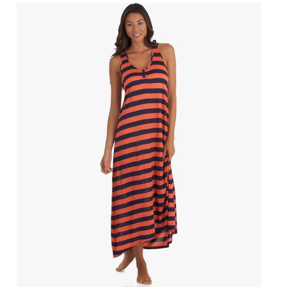 Splendid Swim Womens XS Navy/Orange Striped Maxi Dress NEW
